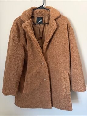 Collection B Camel Teddy Coat with Button Front